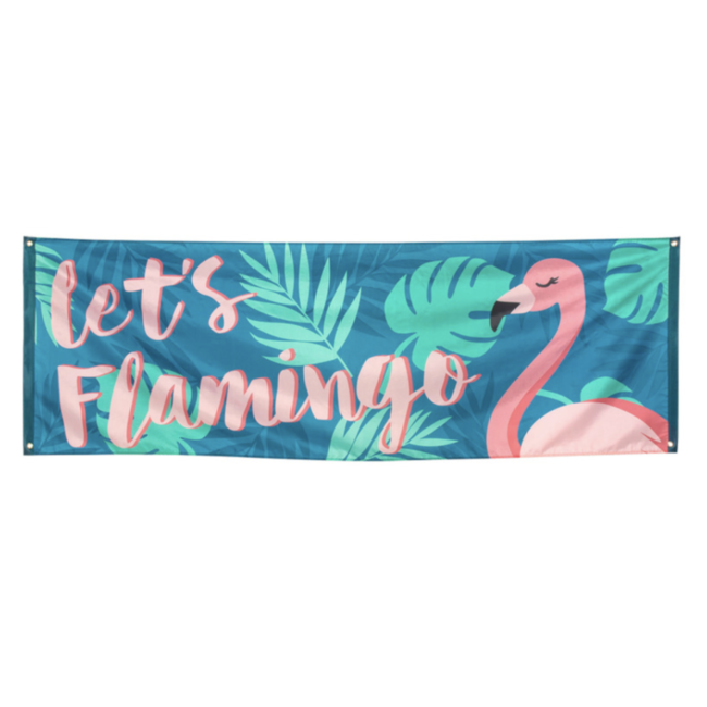 Feestartikelen Flamingo spandoek blauw