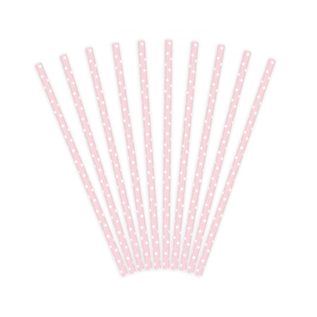 Partydeco Papieren rietjes licht roze stippen