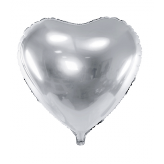 Partydeco Hart ballon zilver