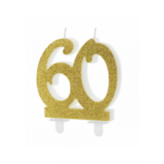 Partydeco 60 jaar taart kaars goud