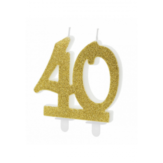 Partydeco 40 jaar taart kaars goud