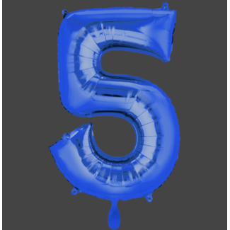 Cijfer ballon 5 blauw XL