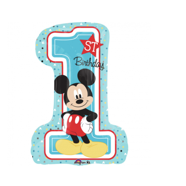 gespannen dok fort Mickey mouse 1 jaar XL ballon - J-style-deco.nl | Online feestwinkel Zeeland