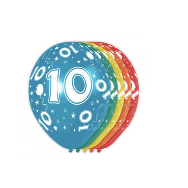 Folat  10 jaar ballonnen regenboog