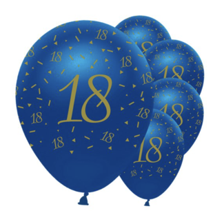 Feestartikelen 18 jaar ballonnen blauw - goud