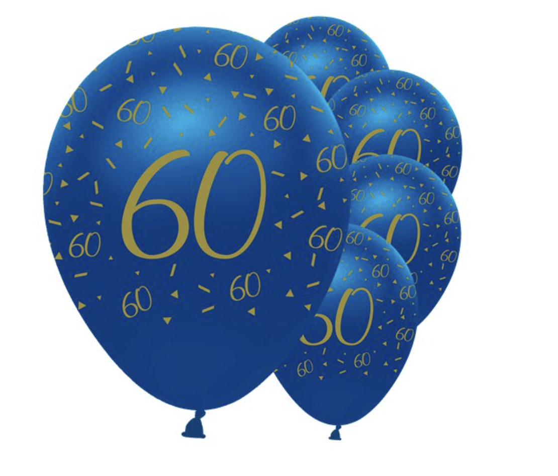 Respect restjes Primitief 60 jaar ballonnen blauw - goud - J-style-deco.nl | Online feestwinkel  Zeeland