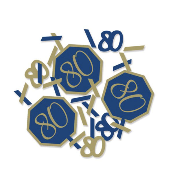 Creative Party  80 jaar confetti blauw - goud