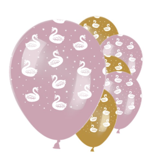 Feestartikelen Zwaan ballonnen goud - roze