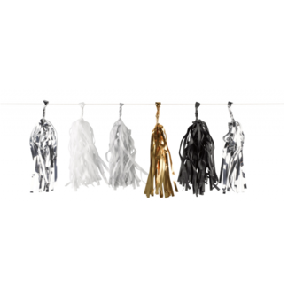 Feestartikelen Tassel Garland goud - zwart - wit