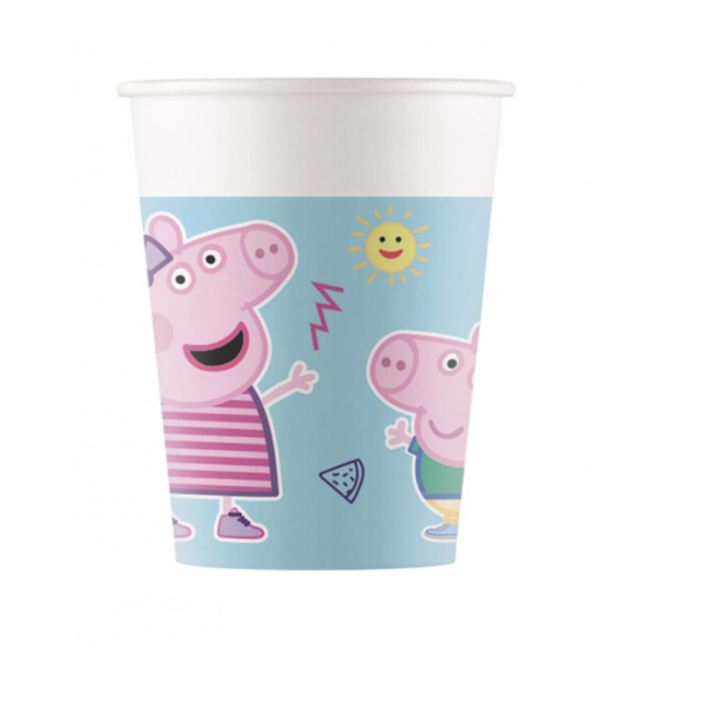 Feestartikelen Peppa Pig bekers licht blauw