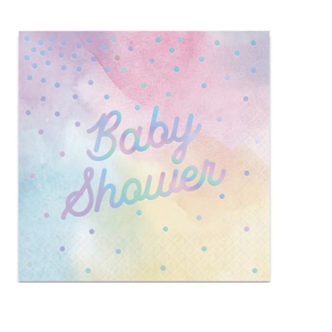 Feestartikelen Babyshower servetten iridescent