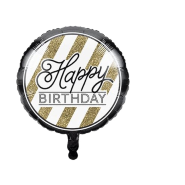 Feestartikelen Happy birthday folie ballon goud - zwart