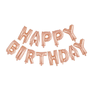 Feestartikelen Happy birthday rosé goud slinger ballon