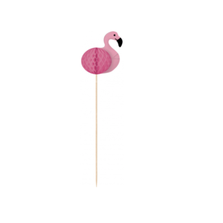 Feestartikelen Flamingo cocktail prikkers roze