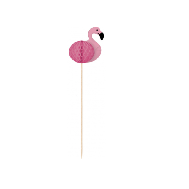 Feestartikelen Flamingo cocktail prikkers roze