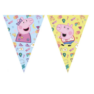 Feestartikelen Peppa pig vlaggenlijn geel - blauw