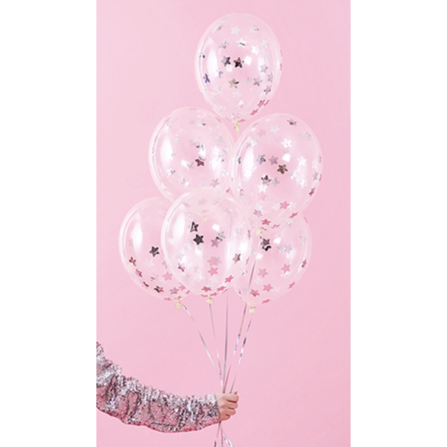 Feestartikelen Confetti ballonnen zilver ster