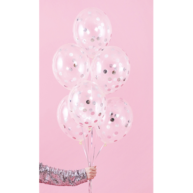 Feestartikelen Confetti ballonnen metallic zilver dots
