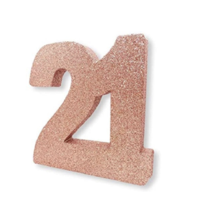 Feestartikelen 21 jaar tafel decoratie rosé goud glitter