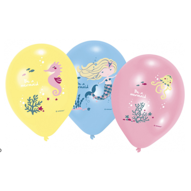 Feestartikelen Zeemeermin ballonnen pastel