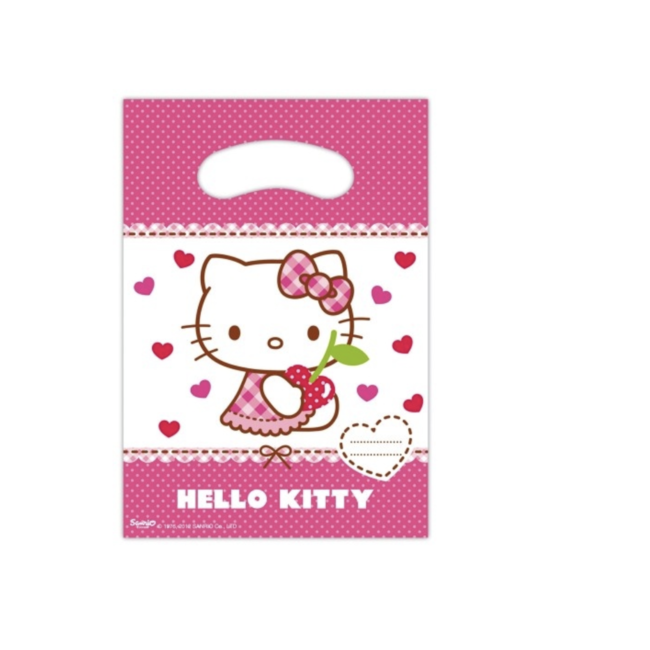 Feestartikelen Hello kitty uitdeel zakjes roze