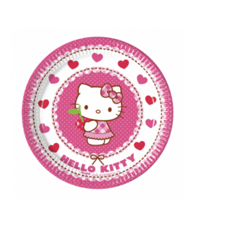 Feestartikelen Hello Kitty gebaksborden roze