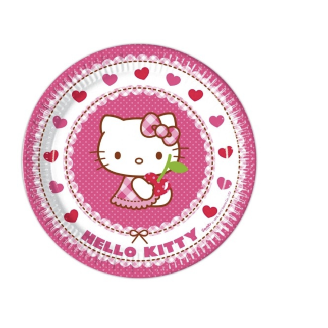 Feestartikelen Hello Kitty borden roze