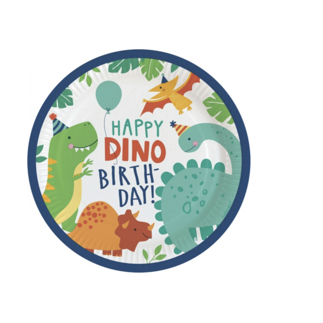 Feestartikelen Dinosaurus borden happy birthday
