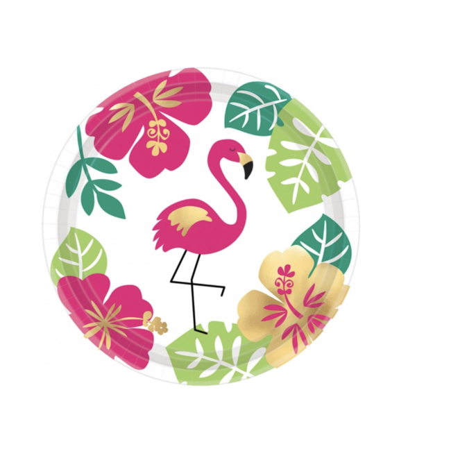 Feestartikelen Aloha flamingo borden