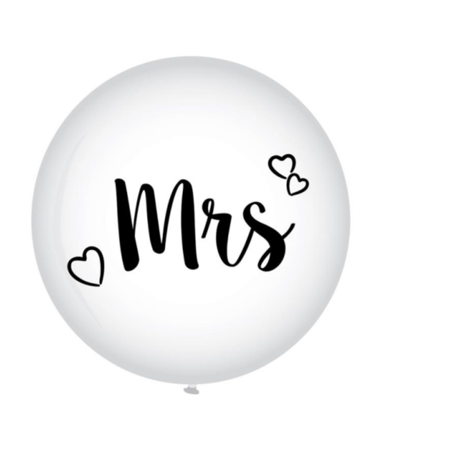 Feestartikelen MRS ballon wit - zwart