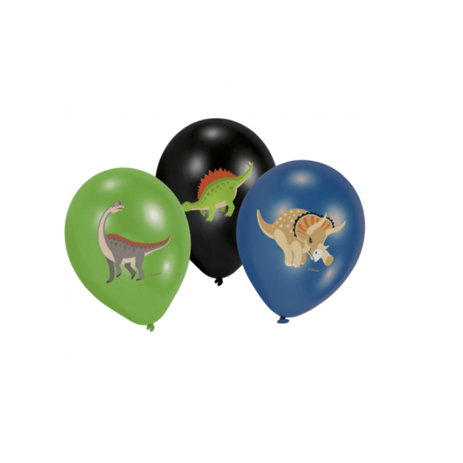 Feestartikelen Dinosaurus ballonnen blauw - zwart - groen