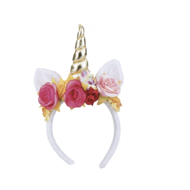 Feestartikelen Eenhoorn tiara Unicorn wit - goud