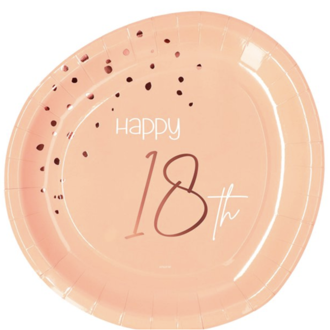 Feestartikelen 18 jaar borden blush