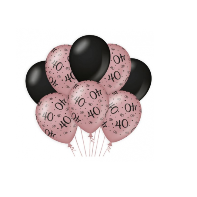 Feestartikelen 40 jaar ballonnen rose - zwart