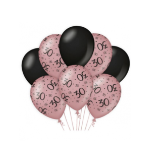 Feestartikelen 30 jaar ballonnen rose - zwart