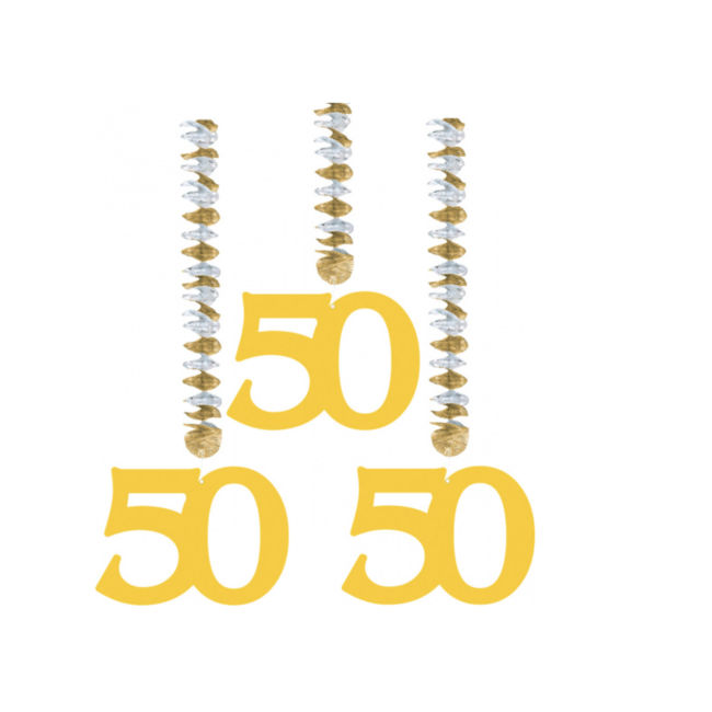 Feestartikelen 50 jaar slingers goud - wit