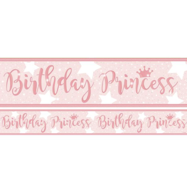 Feestartikelen Birthday prinses streamer pastel roze