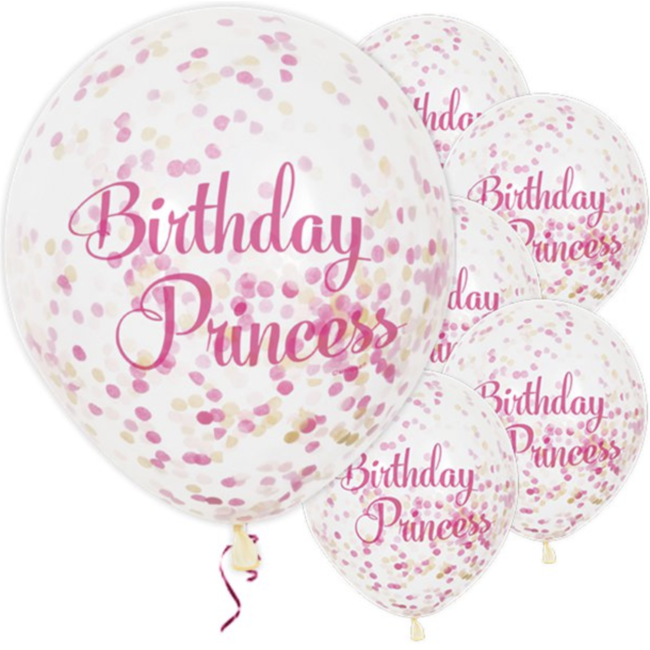 Feestartikelen Birthday prinses confetti ballonnen