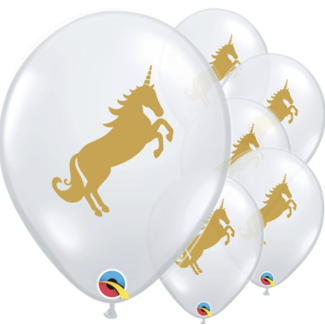 Feestartikelen Eenhoorn ballonnen transparant - goud