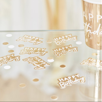 Feestartikelen Confetti metallic goud happy birthday