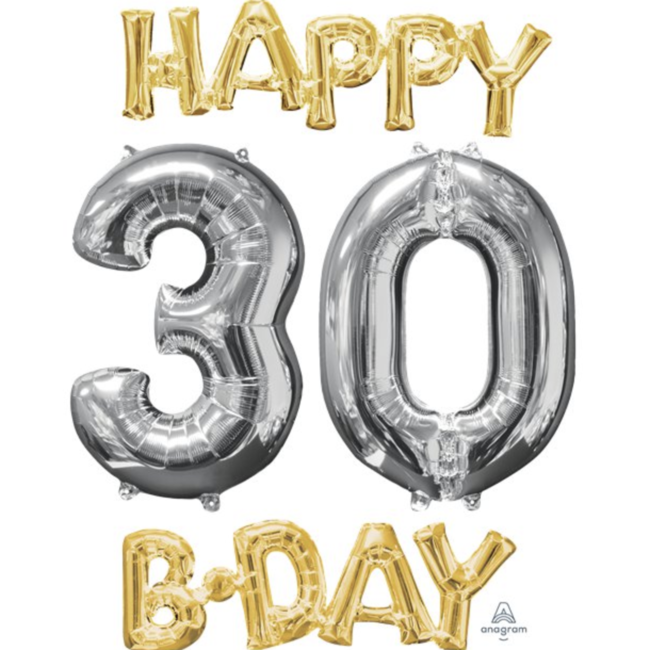 Feestartikelen Happy Bday 30 jaar ballon