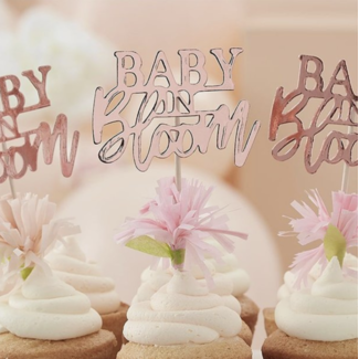 Feestartikelen Baby in bloom cupcake toppers