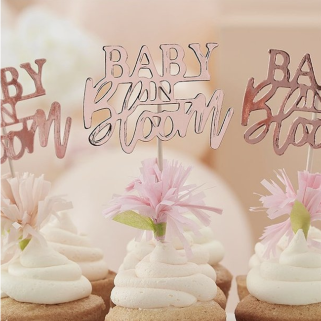 Feestartikelen Baby in bloom cupcake toppers