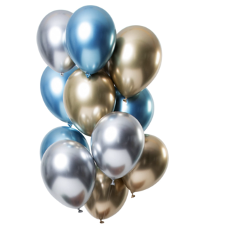 Feestartikelen Ballonnen mirror goud - blauw - zilver