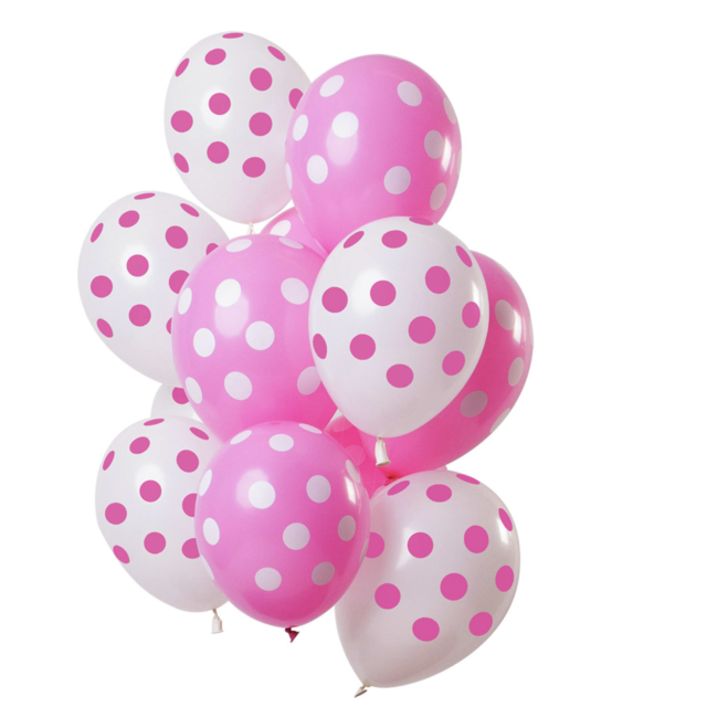 Feestartikelen Stip ballonnen roze - wit