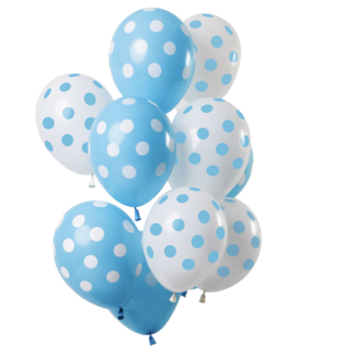 Feestartikelen Stip ballonnen blauw - wit