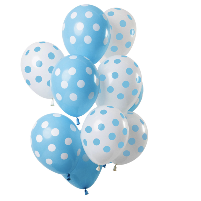 Feestartikelen Stip ballonnen blauw - wit