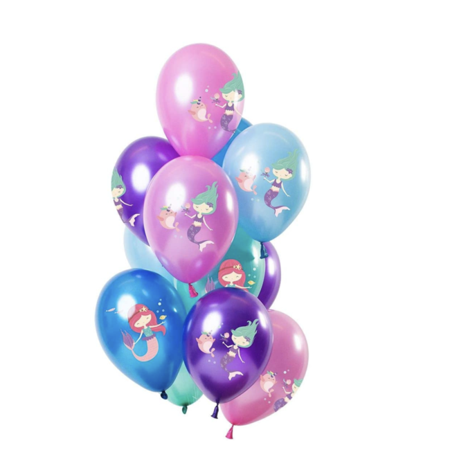 Feestartikelen Zeemeermin ballonnen roze - blauw