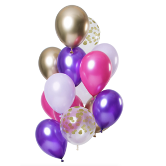 Feestartikelen Ballonnen mix goud - paars - roze