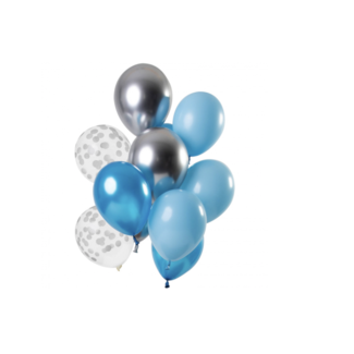 Feestartikelen Ballonnen mix blauw - zilver